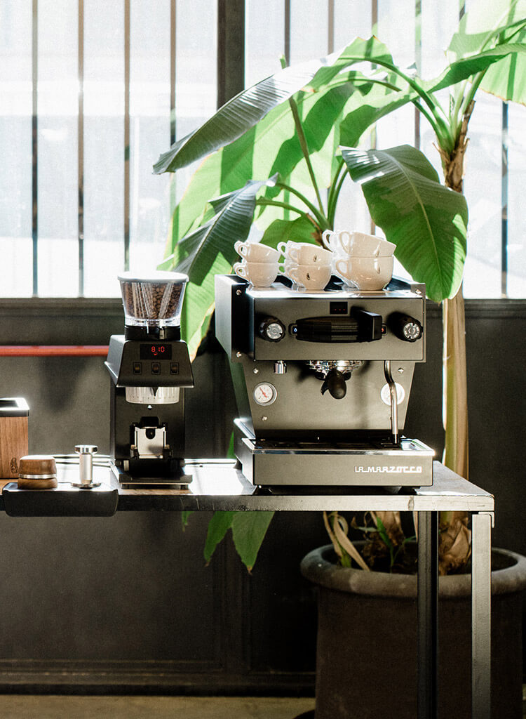 La Marzocco linea mini r black on table